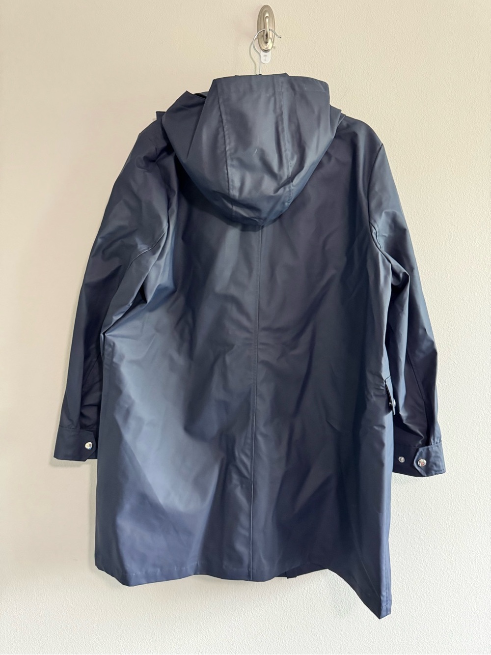 J. Crew Navy Rain Jacket with Gingham Lining - Picture 2 of 4